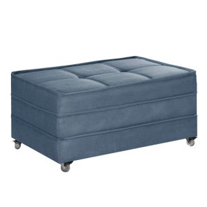 Puff Cama Solteiro Dobravel com Rodízios Lindecor Cor Azul
