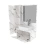 Balcão Gabinete Armário Suspenso 90 cm Sem Cuba 1 Espelho 2 Portas Banheiro Cor Branco Mármore - 3