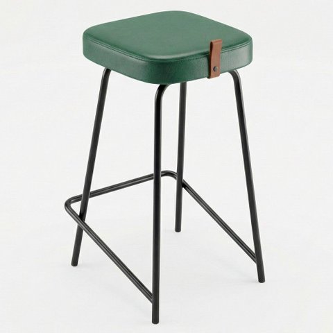 Banqueta Média para Cozinha Vik Estofada Couríssimo Verde - Desk Design