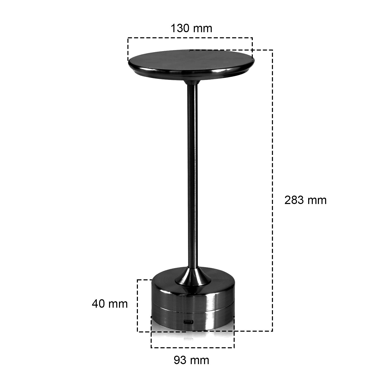 Luminária de Mesa Touch Candeeiro Led sem Fio Recarregável Grande Preta - 8