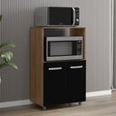 Ver imagem 2 de Armário Multiuso Cozinha para Forno Micro-ondas Thaís 02 Portas Savana Preto - Desk Design