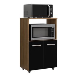 Armário Multiuso Cozinha para Forno Micro-ondas Thaís 02 Portas Savana Preto - Desk Design - 1