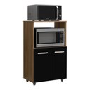 Ver imagem 1 de Armário Multiuso Cozinha para Forno Micro-ondas Thaís 02 Portas Savana Preto - Desk Design