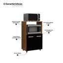 Ver imagem 5 de Armário Multiuso Cozinha para Forno Micro-ondas Thaís 02 Portas Savana Preto - Desk Design