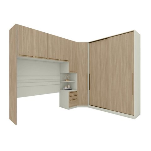 Quarto Casal 8 Portas 6 Gavetas Canto Areia/jequitibá