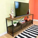 Ver imagem 2 de Rack de Tv Industrial de Ferro e Madeira Style Square 3 Nichos Uno com Gaveta Tabaco e Preto