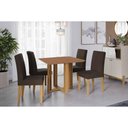 Ver imagem 1 de Conjunto: Mesa de Cozinha Flora Tampo Madeirado 95x95cm e 4 Cadeiras Maia Cinamomo - Cinamomo/suede