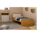 Ver imagem 1 de Quarto Infantil com Cama Cômoda 3 Gavetas e 2 Nichos Margo 100% MDF Branco/Brilho/Amêndoa