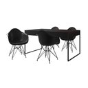 Ver imagem 6 de Mesa Jantar Industrial Preta 137X90Cm Com 4 Poltronas Pretas Base Ferro Pret Cor: Preto