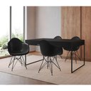 Ver imagem 1 de Mesa Jantar Industrial Preta 137X90Cm Com 4 Poltronas Pretas Base Ferro Pret Cor: Preto