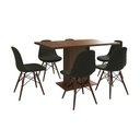 Ver imagem 6 de Mesa Jantar Londres Retangular Amêndoa 137x90cm 6 Cadeiras Estofadas Verde Madeira