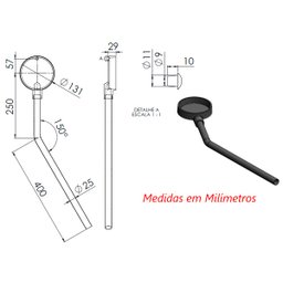 Queimador Palmatoria Longo Direito Completo de Fogão 13cm - 3