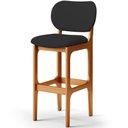 Ver imagem 3 de Kit 06 Banquetas Alta para Cozinha Madeira Fixa Betta L02 Imbuia Facto Preto - Lyam Decor