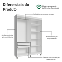 Ver imagem 4 de Guarda-Roupa Closet com Pés 2 Gavetas 121 cm Branco Venus Madesa