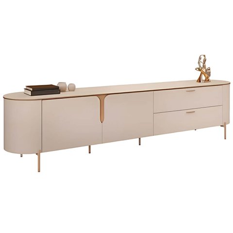 Rack para Tv até 75 Polegadas 2 Portas 2 Gavetas com Led Celine Off White 240cm