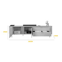 Rack para Tv até 75 Polegadas 2 Portas 2 Gavetas com Led Celine Off White 240cm - 2