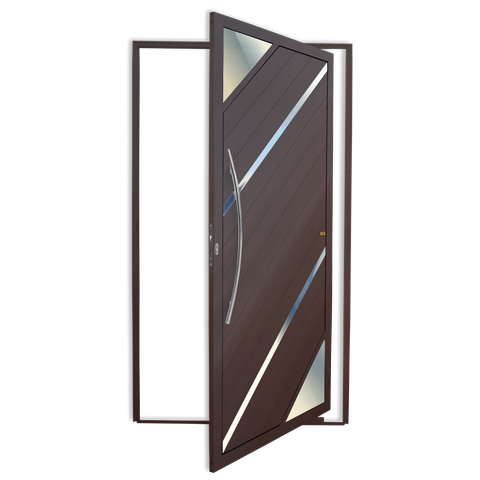 Porta Pivotante Alumínio Lambril Oasis c/Puxador e.Marrom Corten 100 Brimak