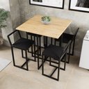 Ver imagem 1 de Conjunto Mesa Pinus 4 Cadeiras Estofado Industrial Black