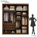 Ver imagem 5 de Guarda Roupa Casal 2 Portas Espelhadas de Correr 3 Gavetas Pietro Frisado em MDF Marrom/Âmbar