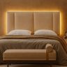 Cabeceira Painel Cama Box Casal Padrão Siri 140cm com Led Bouclé Bege - Desk Design - 6