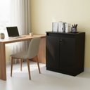 Ver imagem 1 de Armário Balcão Multiuso 60cm 2 Portas com Chave Compacto Tecnomobili - Preto