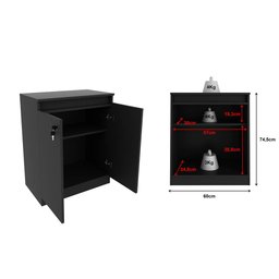 Balcão para Escritório Baixo 2 Portas com Chave 60cm Me4149 Tecno Mobili - Preto - 4