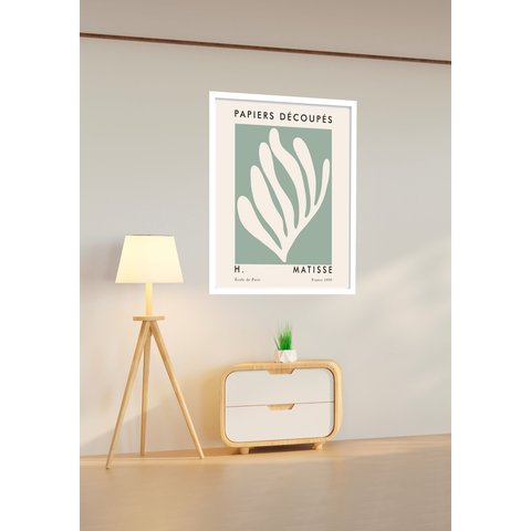 Quadro Decorativo Matisse Folha Verde - 70x50cm:moldura Preta
