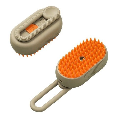 Pente de Massagem Ferramenta de Limpeza para Cães e Gatos - Cor Cáqui