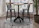 Ver imagem 1 de Bistrô de Madeira Redondo com 2 Banquetas Altas com Encosto - Preto Lojas Pam Conjunto Bistrô