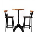 Ver imagem 4 de Bistrô de Madeira Redondo com 2 Banquetas Altas com Encosto - Preto Lojas Pam Conjunto Bistrô