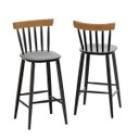 Ver imagem 3 de Bistrô de Madeira Redondo com 2 Banquetas Altas com Encosto - Preto Lojas Pam Conjunto Bistrô