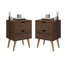 Ver imagem 1 de Kit 2 Mesa de Cabeceira Retro Madri C/ 2 Gavetas Vintage:canela
