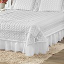 Ver imagem 3 de Kit Cobre Leito Colcha Romance Queen 5 Peças Micropercal 200 Fios Matelado Costurado Renda - Branco
