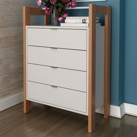 Closet Modulado Aberto com 4 Gavetas Az1012 Tecno Mobili - Amendoa/branco