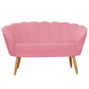 Ver imagem 2 de Conjunto Namoradeira Pétala de Flor + 2 Poltronas Pés Palito Suede Rosa