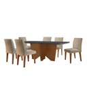 Ver imagem 2 de Sala de Jantar Mesa Evora 180 Mdf Vidro Canto Copo com 6 Cadeiras Grecia Rufato