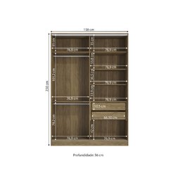 Guarda Roupa 2 Portas de Correr 158cm N537 Kappesberg - Nogueira/macadâmia - 2