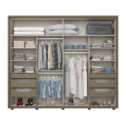 Guarda Roupas Casal 02 Portas Deslizantes 06 Gavetas com Espelho 100% MDF Cavic - 3