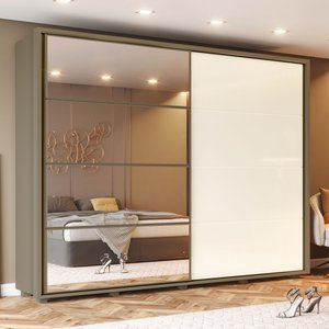 Guarda Roupas Casal 02 Portas Deslizantes 06 Gavetas com Espelho 100% MDF Cavic