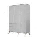 Ver imagem 1 de Guarda-Roupa Roupeiro Meli 3 Portas Infantil/ Juvenil Pés Palito 100% MDF Cinza
