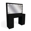 Ver imagem 2 de Penteadeira Ditália 7 Gav. PE-80 Preto c/ Kit Luz Camarim