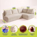 Ver imagem 2 de Sofá de Canto Modular Vibe Direito 2,70m x 1,70m Xpand Tech Tecido Velourê Bege Cama Inbox