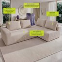 Ver imagem 3 de Sofá de Canto Modular Vibe Direito 2,70m x 1,70m Xpand Tech Tecido Velourê Bege Cama Inbox