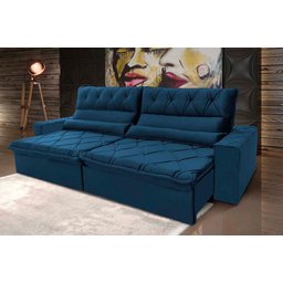 Sofá Retrátil/reclinável França 300cm Suede Velut com Molas no Assento - King House - 2