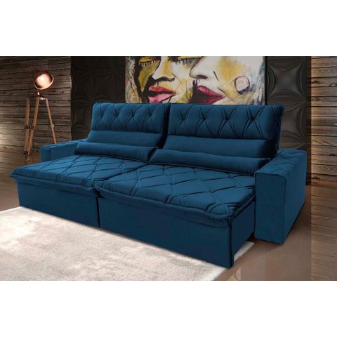 Sofá Retrátil/reclinável França 300cm Suede Velut com Molas no Assento - King House