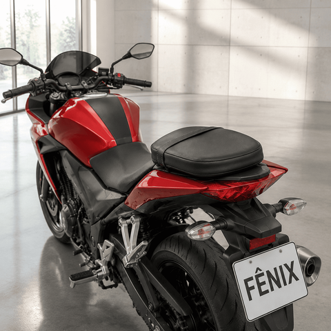 Almofada de Espuma D28 para Assento do Passageiro de Moto Antiderrapante Preta
