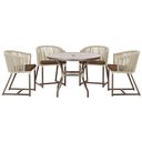 Ver imagem 1 de Mesa com 4 Cadeiras de Jantar Roma 100cm e Noronha em Aluminío Marrom Corda Nautica Estofado 9 Trama