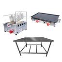 Ver imagem 1 de Kit Lanchonete Mesa de Manipulação 100x55cm + Fritadeira a Gás 1 Cuba + Chapa a Gás 60cm