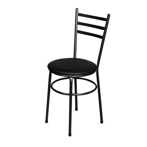 Cadeira Para Cozinha Epoxi Craqueada Assento Estofado - Preto