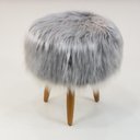 Ver imagem 1 de Puff Banqueta Decorativo Pés Madeira Cor:cinza